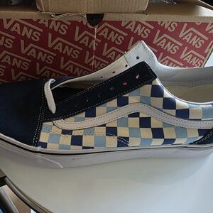 Vans Navy and Cream Checkered Sneakers
